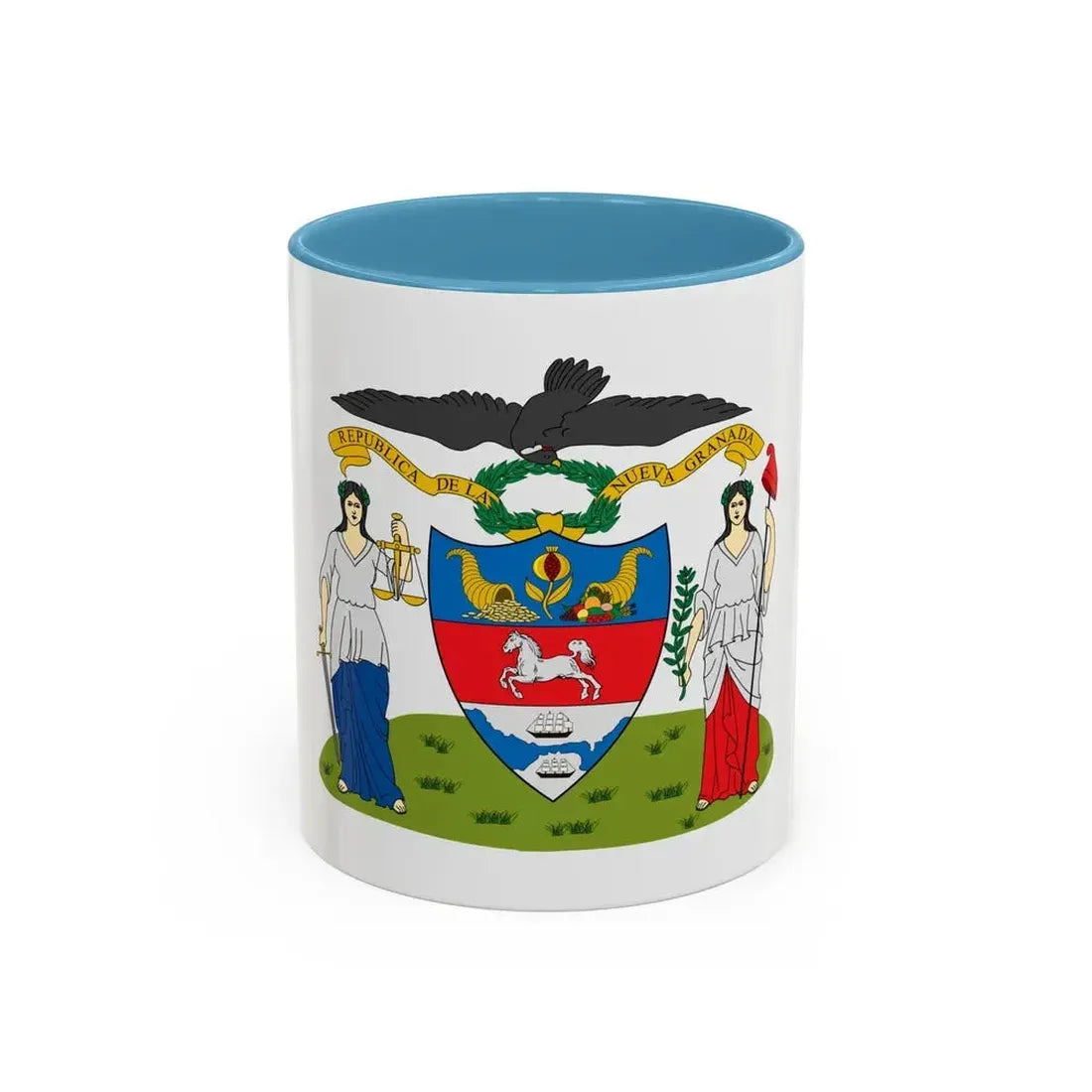 Coat of arms of New Granada (proposal) - Accent Coffee Mug 11oz Light Blue - Go Mug Yourself