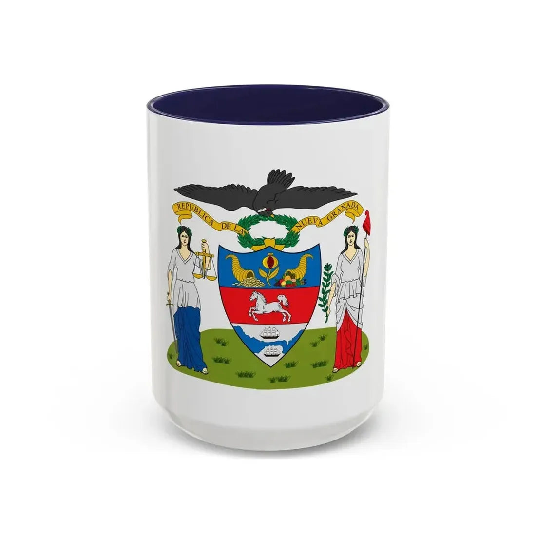 Coat of arms of New Granada (proposal) - Accent Coffee Mug 15oz Navy - Go Mug Yourself