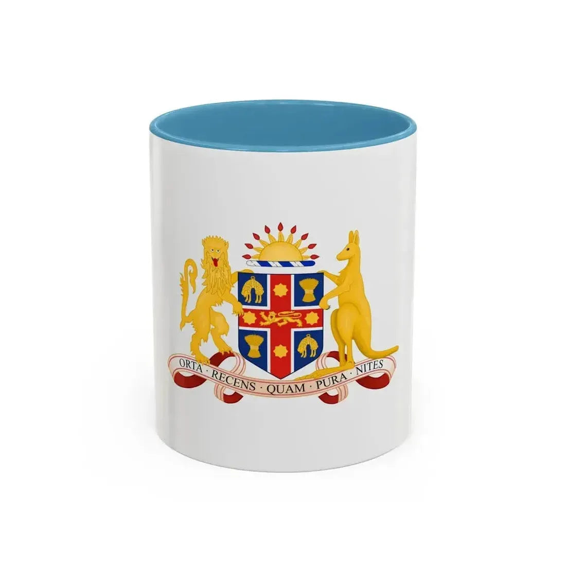 Coat of Arms of New South Wales - Accent Coffee Mug 11oz Light Blue - Go Mug Yourself