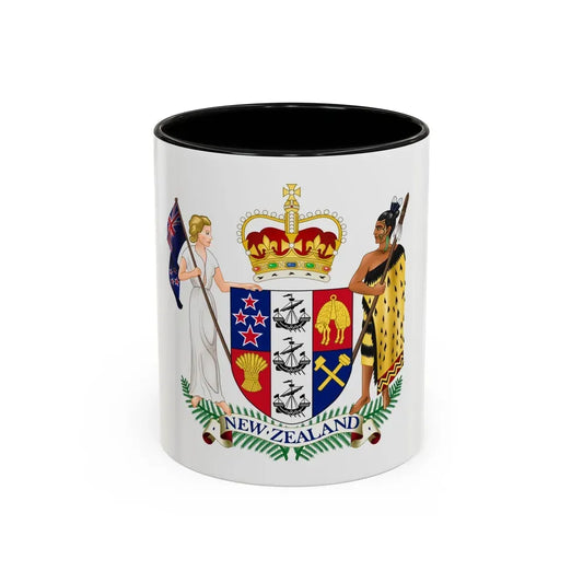 Coat of arms of New Zealand - Accent Coffee Mug 11oz Black - Go Mug Yourself