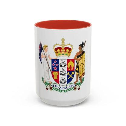 Coat of arms of New Zealand - Accent Coffee Mug 15oz Red - Go Mug Yourself