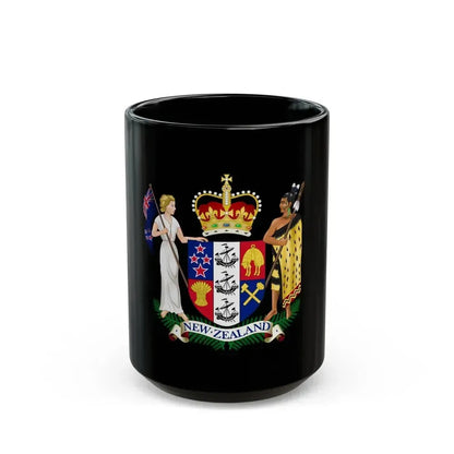 Coat of arms of New Zealand - Black Coffee Mug 15oz - Go Mug Yourself