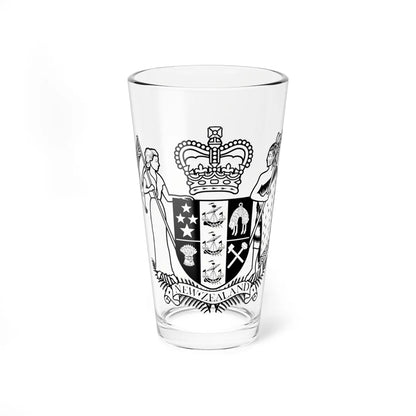 Coat of arms of New Zealand watermark (New Zealand) (Coat of Arms) Pint Glass 16oz 16oz - Go Mug Yourself