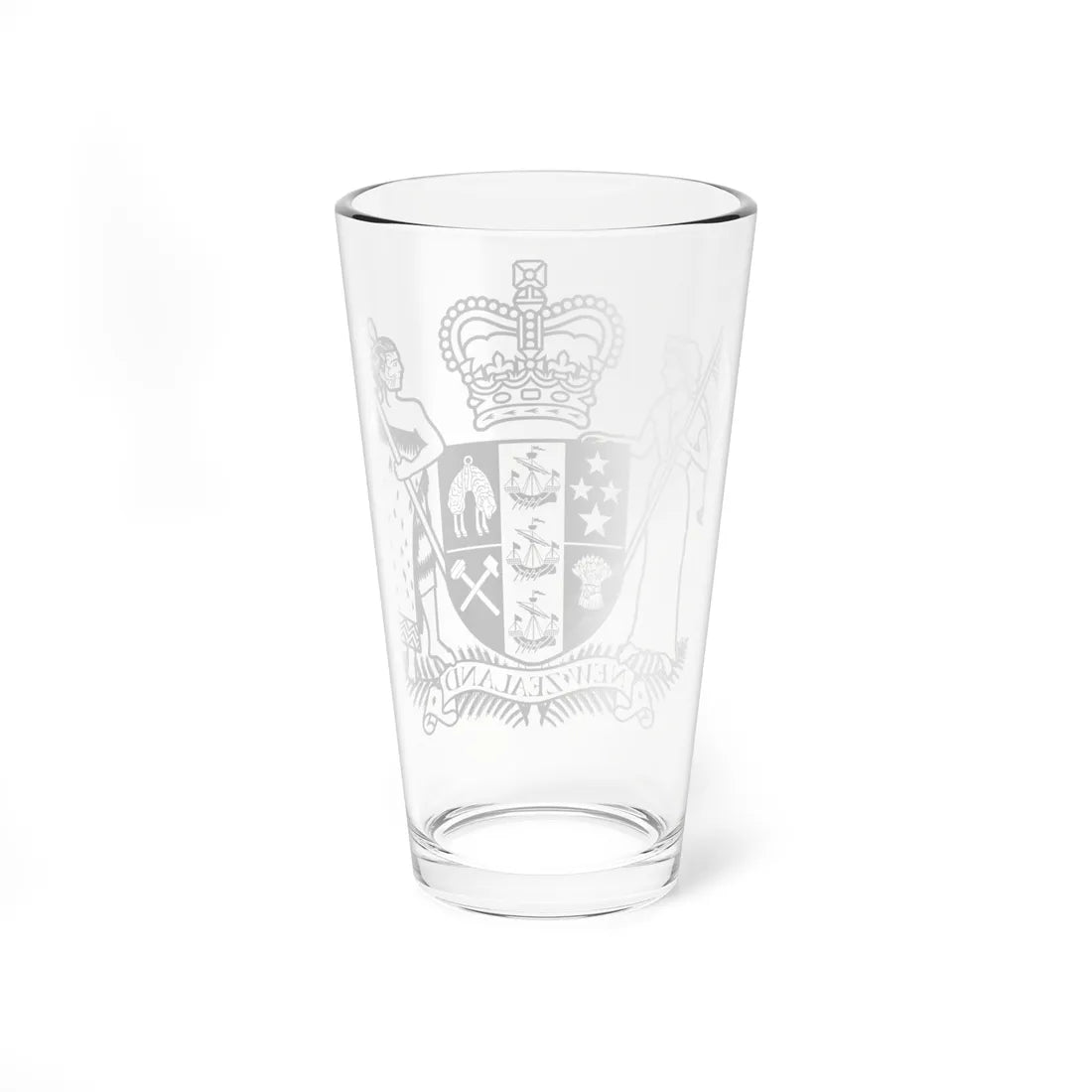 Coat of arms of New Zealand watermark (New Zealand) (Coat of Arms) Pint Glass 16oz - Go Mug Yourself