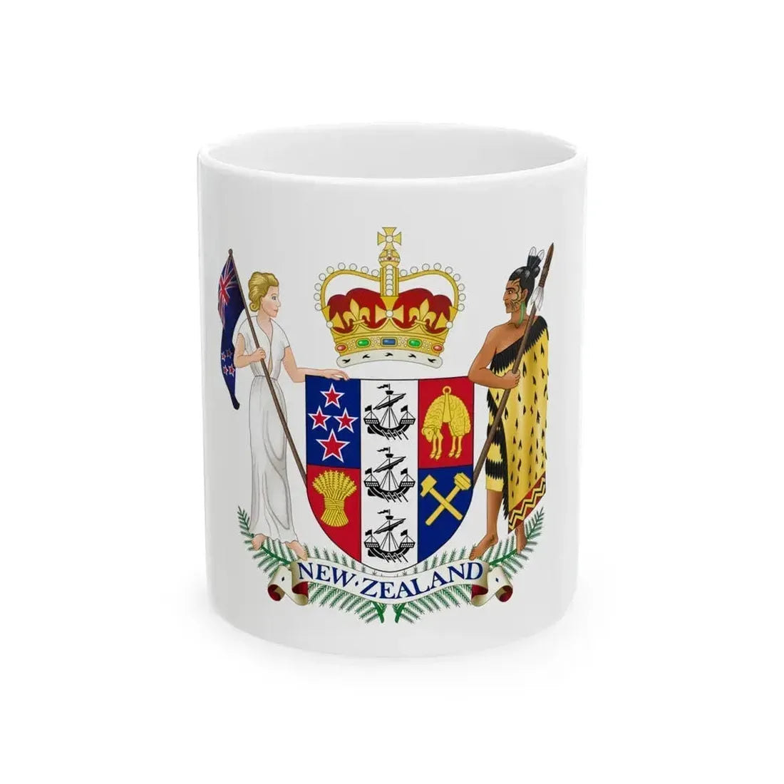 Coat of arms of New Zealand - White Coffee Mug 11oz - Go Mug Yourself