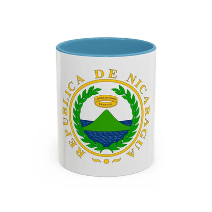 Coat of arms of Nicaragua (1854) - Accent Coffee Mug 11oz Light Blue - Go Mug Yourself