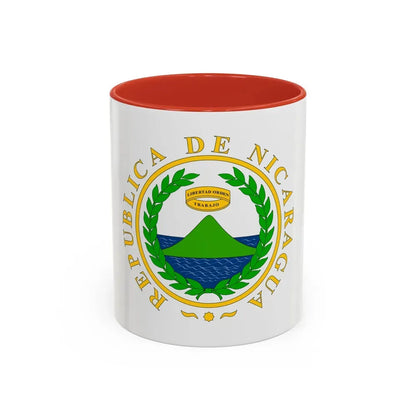 Coat of arms of Nicaragua (1854) - Accent Coffee Mug 11oz Red - Go Mug Yourself