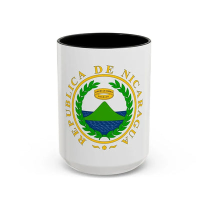 Coat of arms of Nicaragua (1854) - Accent Coffee Mug 15oz Black - Go Mug Yourself