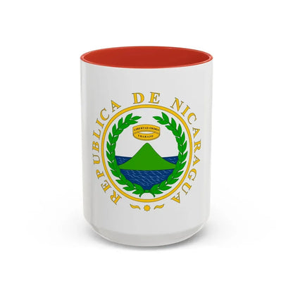 Coat of arms of Nicaragua (1854) - Accent Coffee Mug 15oz Red - Go Mug Yourself