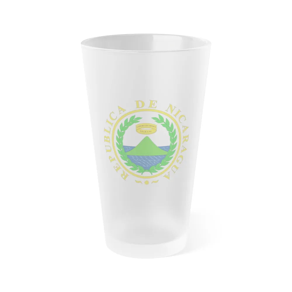 Coat of arms of Nicaragua (1854) - Frosted Pint Glass 16oz-16oz-Frosted-Go Mug Yourself