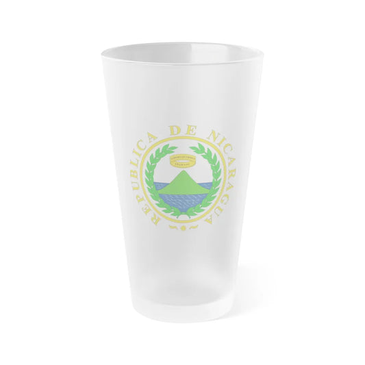 Coat of arms of Nicaragua (1854) - Frosted Pint Glass 16oz-16oz-Frosted-Go Mug Yourself