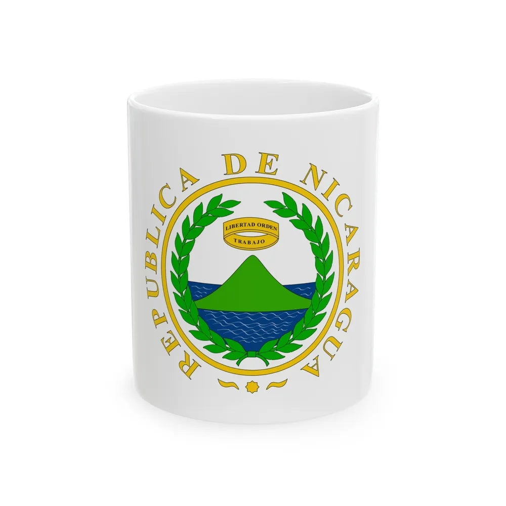 Coat of arms of Nicaragua (1854) - White Coffee Mug-11oz-Go Mug Yourself