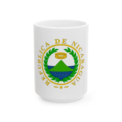 Coat of arms of Nicaragua (1854) - White Coffee Mug-15oz-Go Mug Yourself