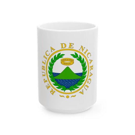 Coat of arms of Nicaragua (1854) - White Coffee Mug-15oz-Go Mug Yourself