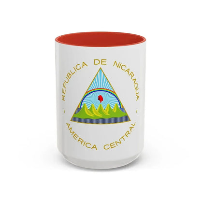 Coat of arms of Nicaragua - Accent Coffee Mug 15oz Red - Go Mug Yourself