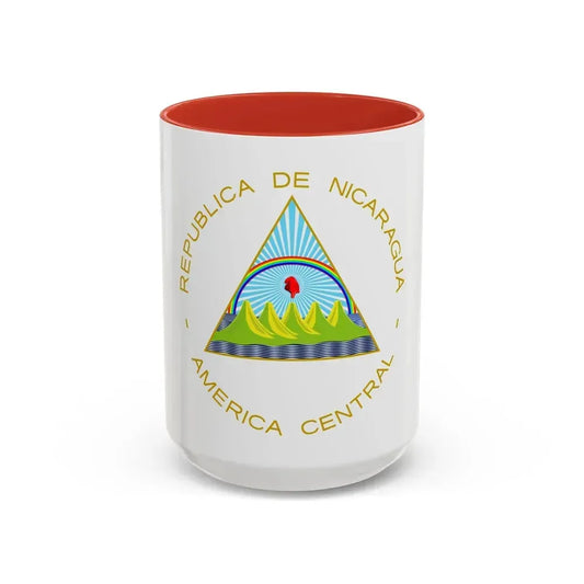 Coat of arms of Nicaragua - Accent Coffee Mug 15oz Red - Go Mug Yourself