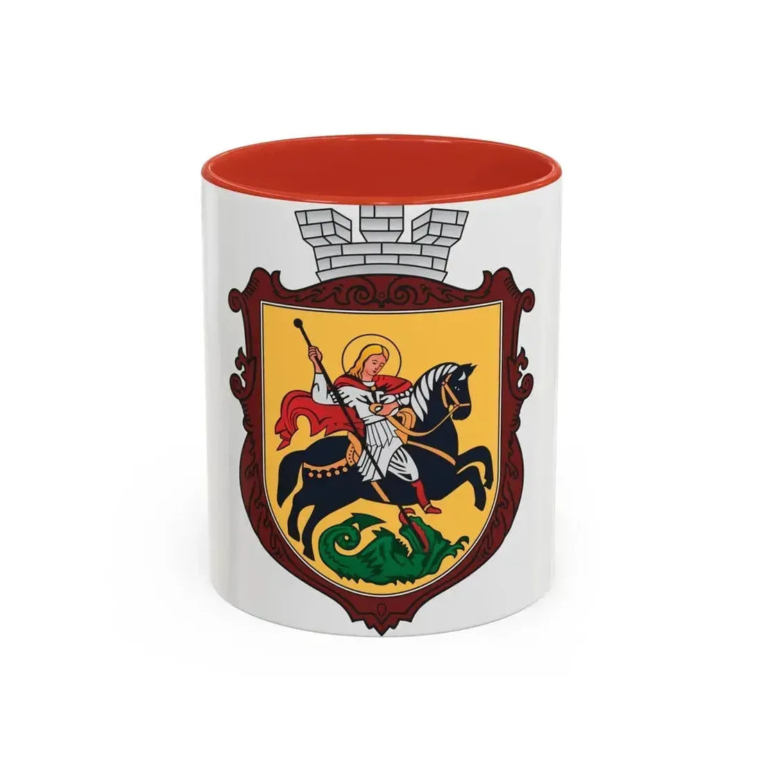 Coat of arms of Nizhyn - Accent Coffee Mug 11oz Red - Go Mug Yourself