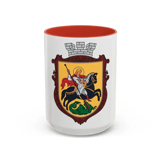 Coat of arms of Nizhyn - Accent Coffee Mug 15oz Red - Go Mug Yourself