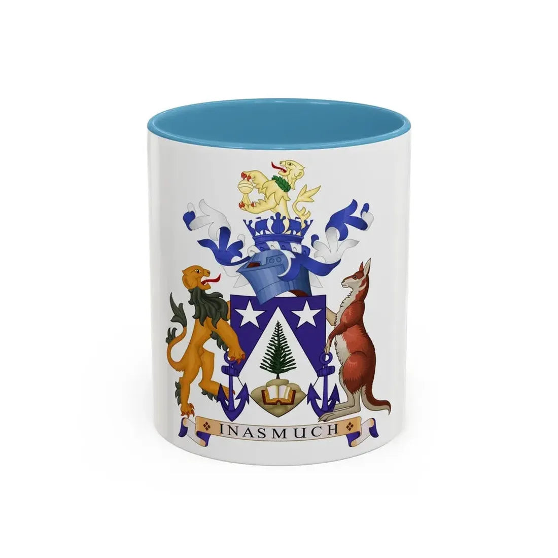 Coat of arms of Norfolk Island - Accent Coffee Mug 11oz Light Blue - Go Mug Yourself