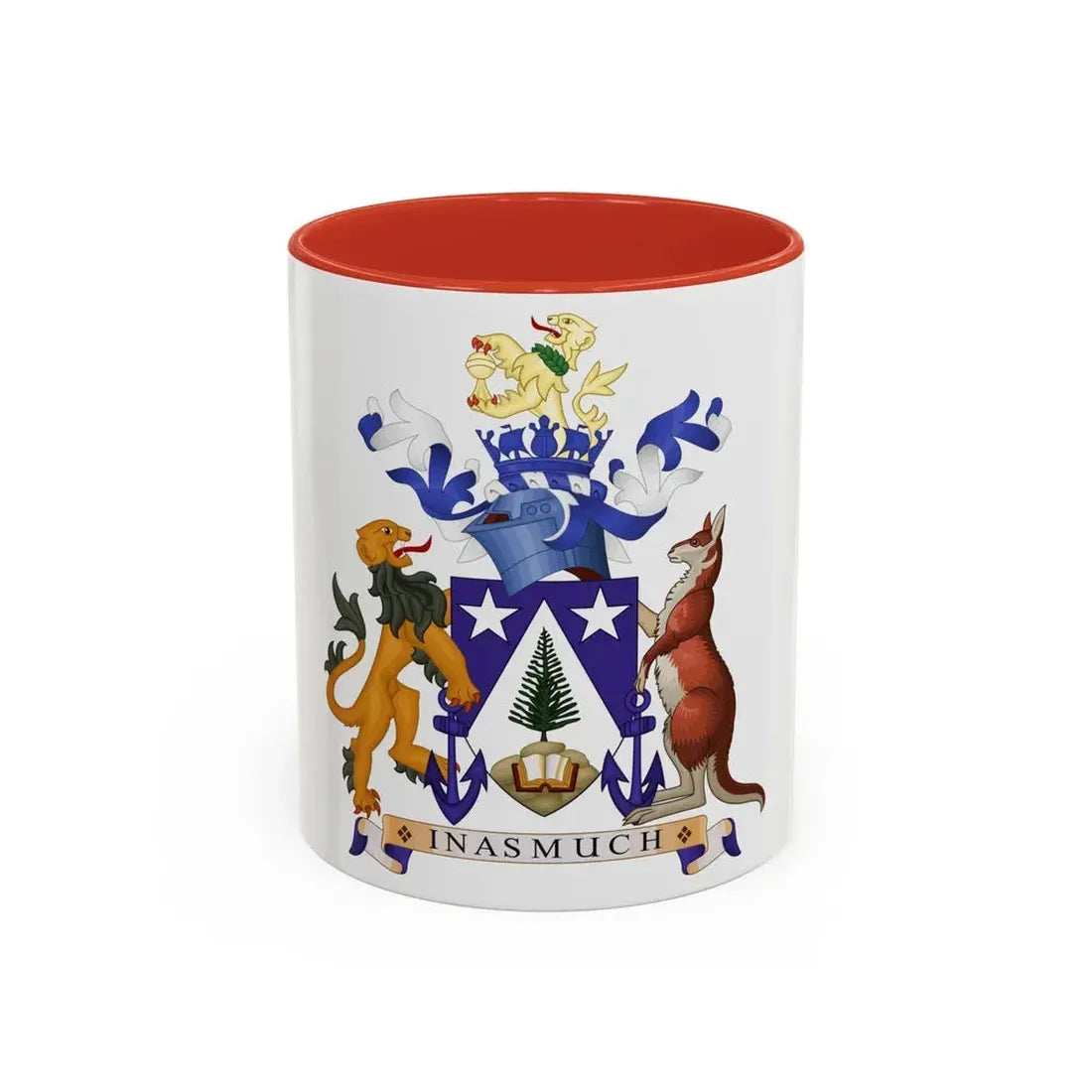 Coat of arms of Norfolk Island - Accent Coffee Mug 11oz Red - Go Mug Yourself