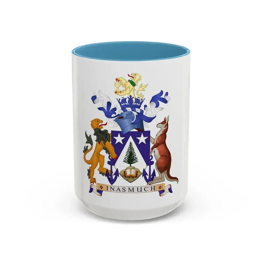 Coat of arms of Norfolk Island - Accent Coffee Mug 15oz Light Blue - Go Mug Yourself