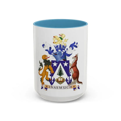 Coat of arms of Norfolk Island - Accent Coffee Mug 15oz Light Blue - Go Mug Yourself