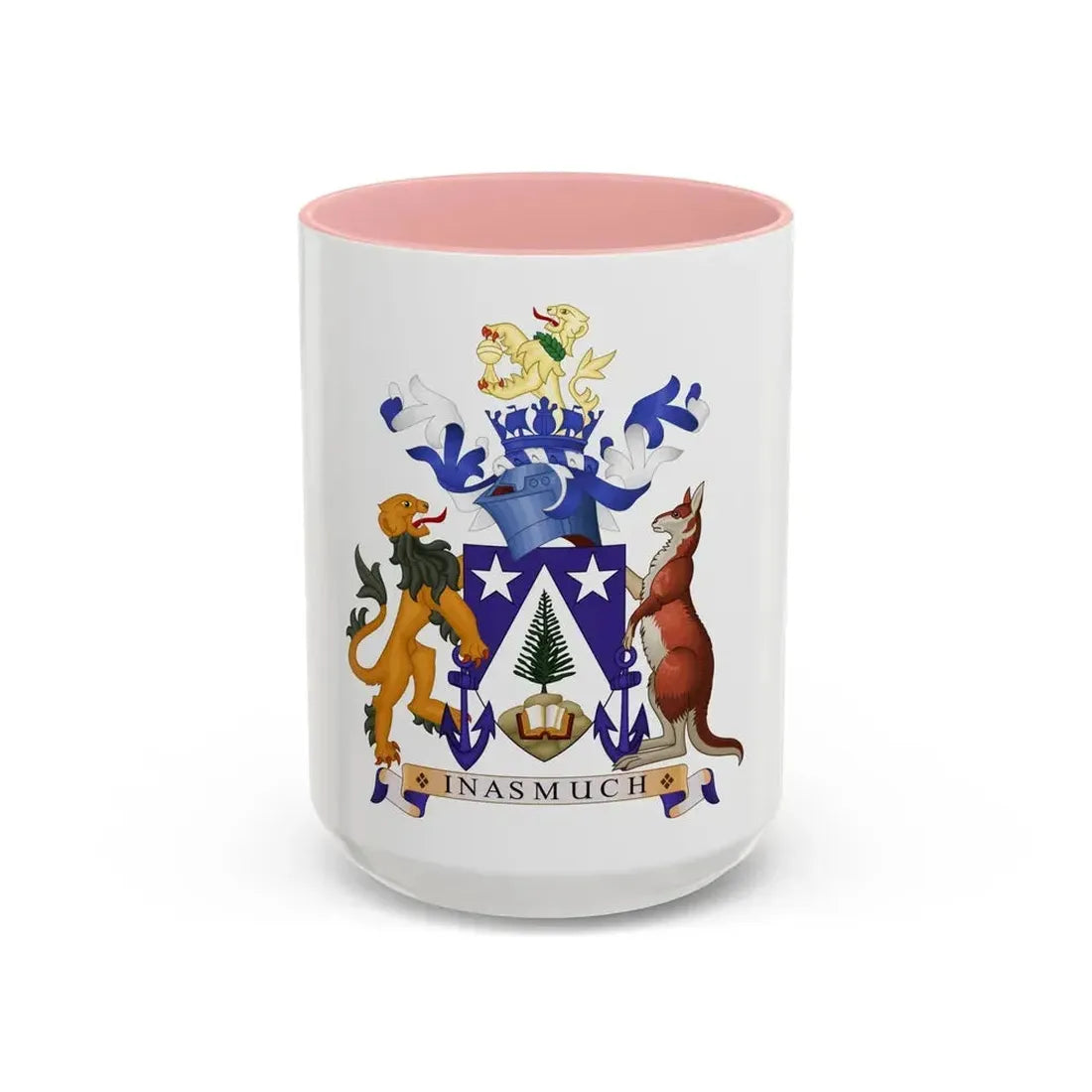 Coat of arms of Norfolk Island - Accent Coffee Mug 15oz Pink - Go Mug Yourself