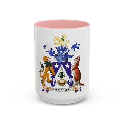 Coat of arms of Norfolk Island - Accent Coffee Mug 15oz Pink - Go Mug Yourself