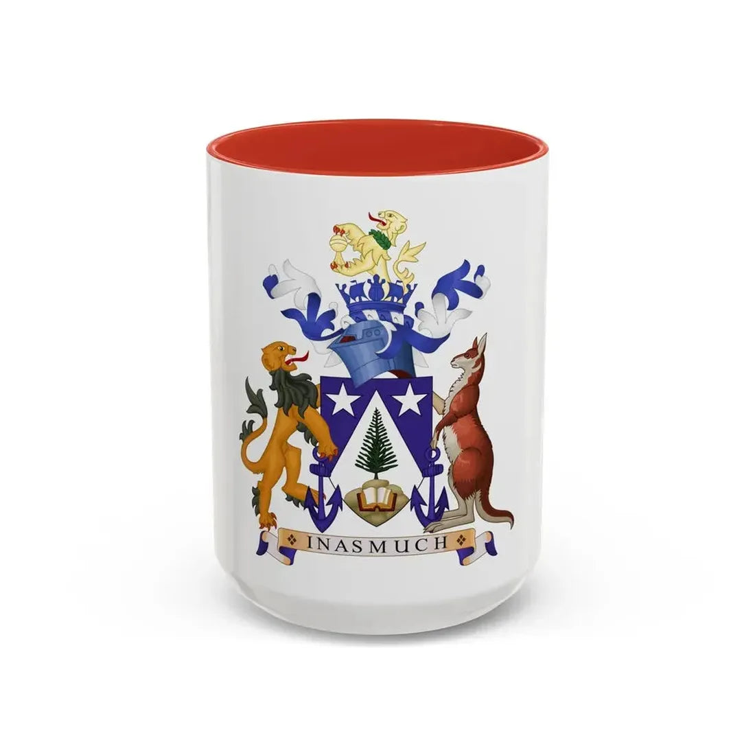 Coat of arms of Norfolk Island - Accent Coffee Mug 15oz Red - Go Mug Yourself