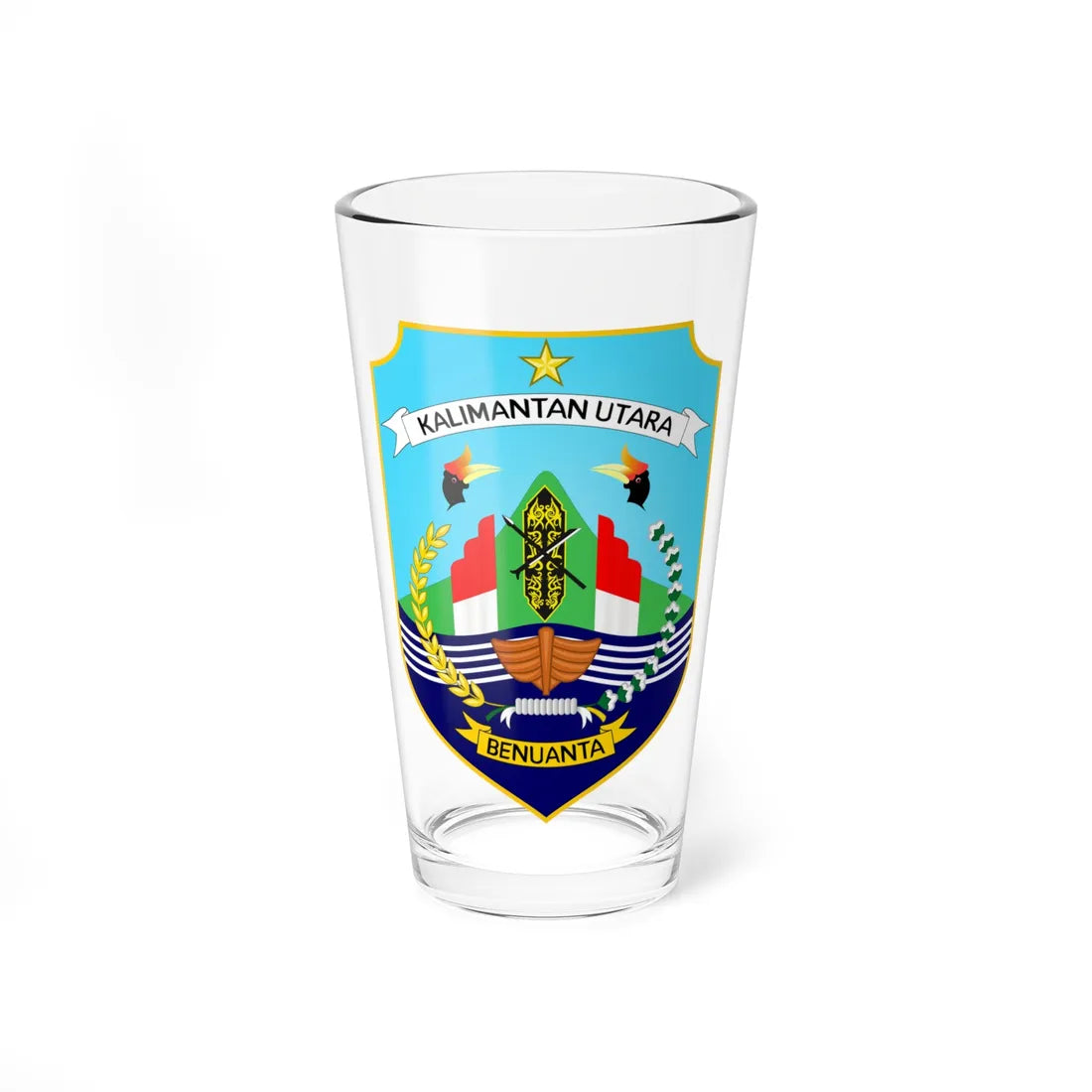 Coat of arms of North Kalimantan 2021 version (Indonesia) (Coat of Arms) Pint Glass 16oz 16oz - Go Mug Yourself