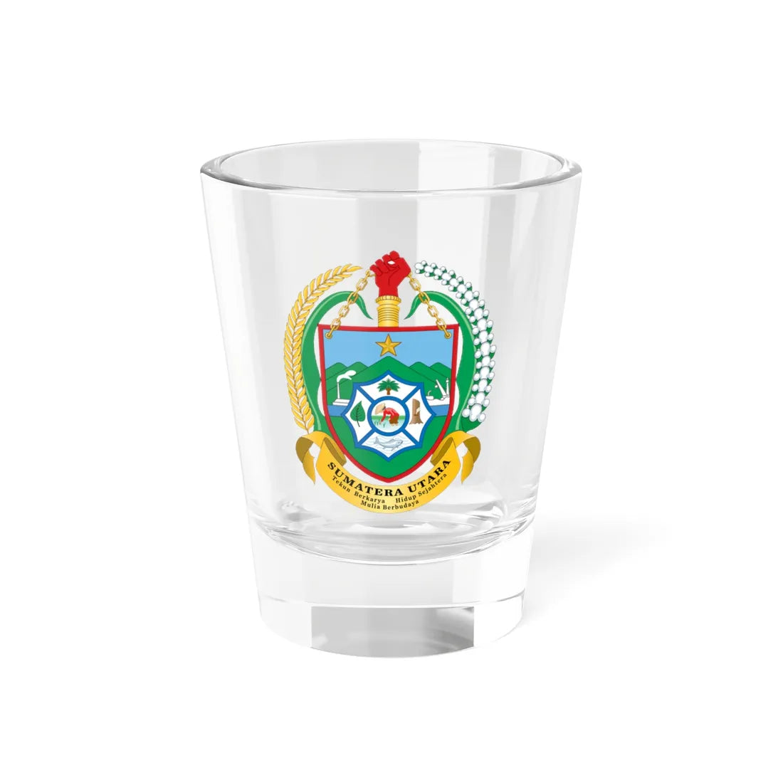Coat of arms of North Sumatra (Indonesia) (Coat of Arms) Shot Glass 1.5oz 1.5oz - Go Mug Yourself