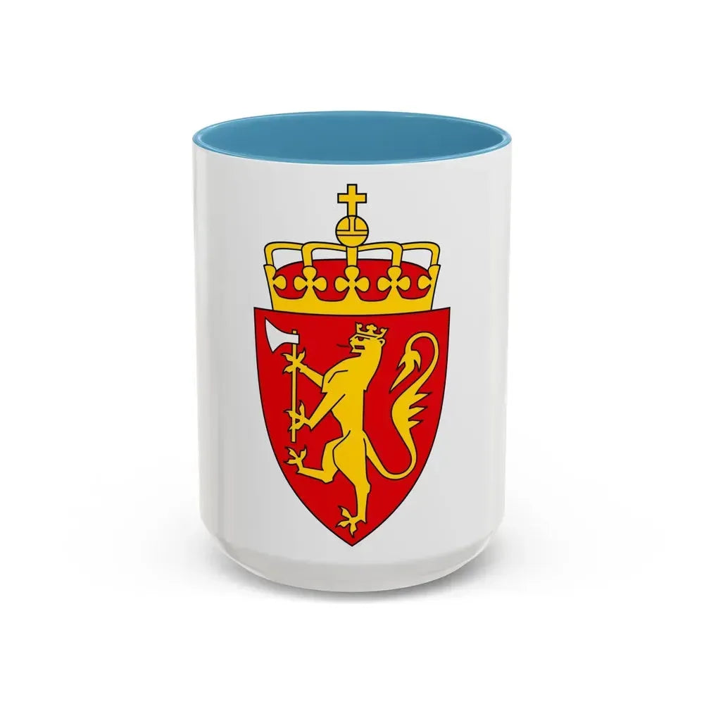 Coat of arms of Norway - Accent Coffee Mug 15oz Light Blue - Go Mug Yourself