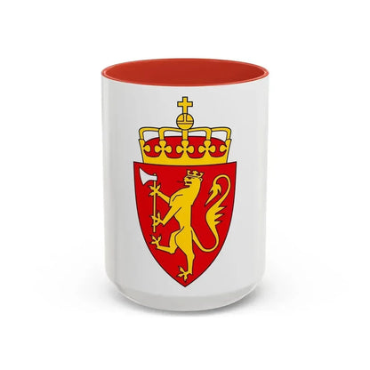 Coat of arms of Norway - Accent Coffee Mug 15oz Red - Go Mug Yourself