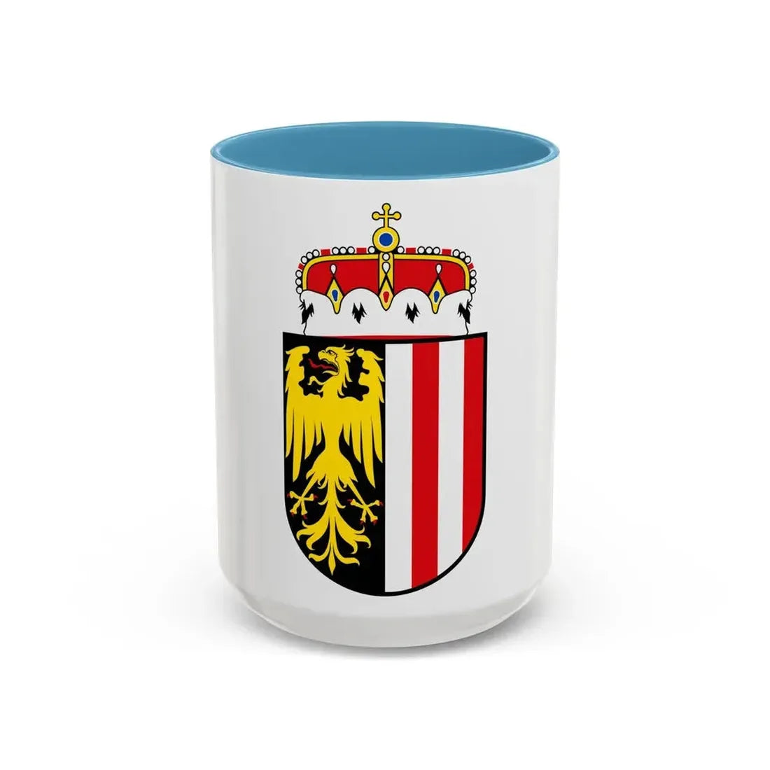 Coat of Arms of Oberoesterreich Austria - Accent Coffee Mug 15oz Light Blue - Go Mug Yourself