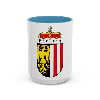 Coat of Arms of Oberoesterreich Austria - Accent Coffee Mug 15oz Light Blue - Go Mug Yourself