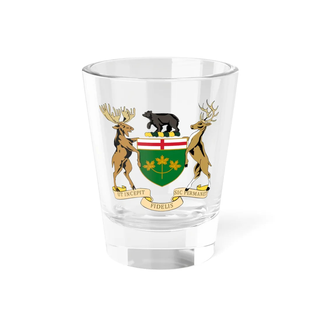 Coat of arms of Ontario Canada (Canada) (Coat of Arms) Shot Glass 1.5oz 1.5oz - Go Mug Yourself