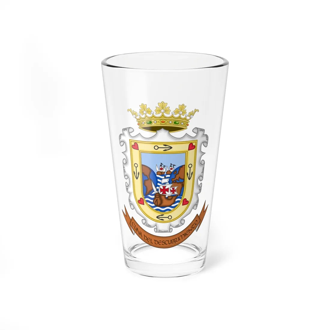 Coat of Arms of Palos de la Frontera (Spain) (Coat of Arms) Pint Glass 16oz 16oz - Go Mug Yourself