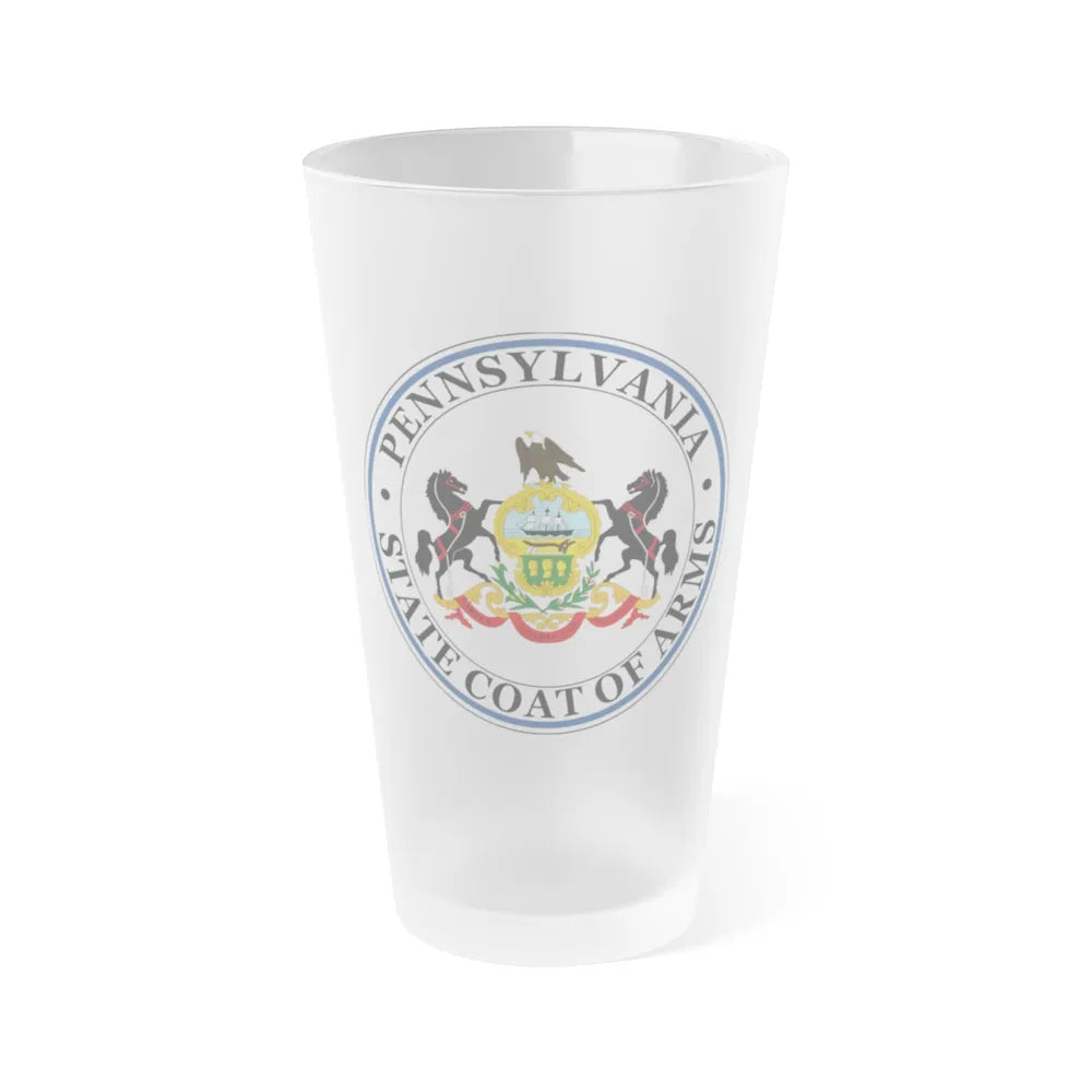 Coat of arms of Pennsylvania - Frosted Pint Glass 16oz-16oz-Frosted-Go Mug Yourself