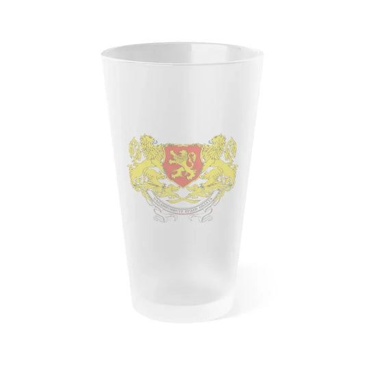 Coat of arms of People's Republic of Bulgaria (1946-1948) - Frosted Pint Glass 16oz 16oz Frosted - Go Mug Yourself