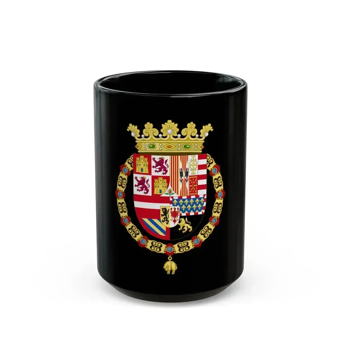 Coat of Arms of Philip II of Spain (1558-1580) - Black Coffee Mug 15oz - Go Mug Yourself