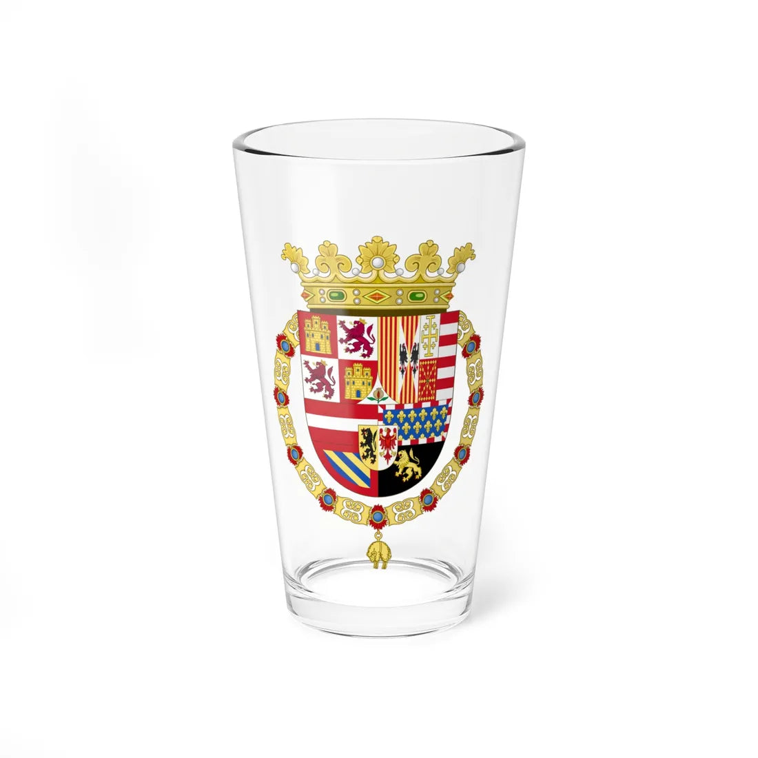 Coat of Arms of Philip II of Spain 1558-1580 (Spain) (Coat of Arms) Pint Glass 16oz 16oz - Go Mug Yourself