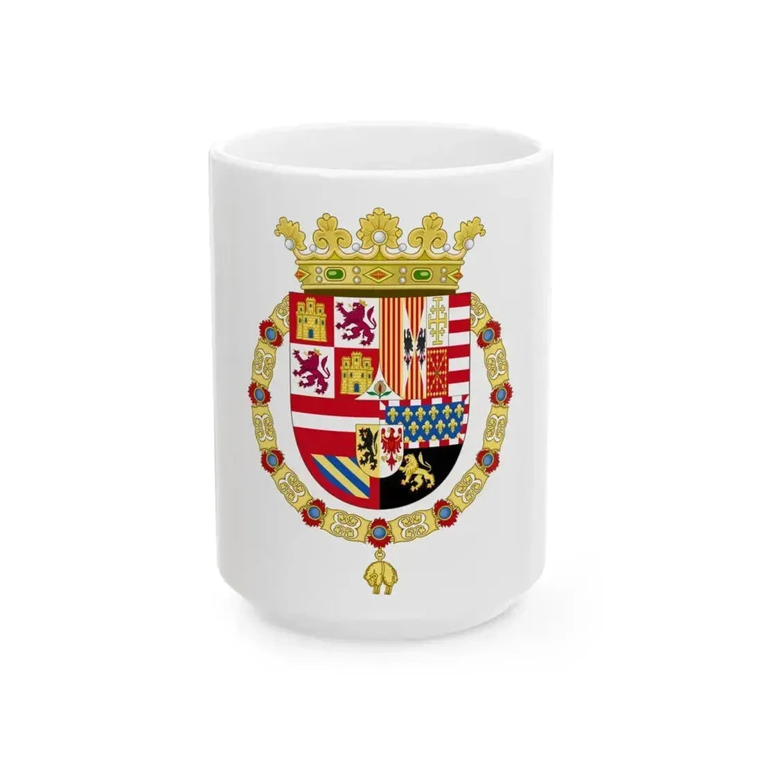 Coat of Arms of Philip II of Spain (1558-1580) - White Coffee Mug 15oz - Go Mug Yourself
