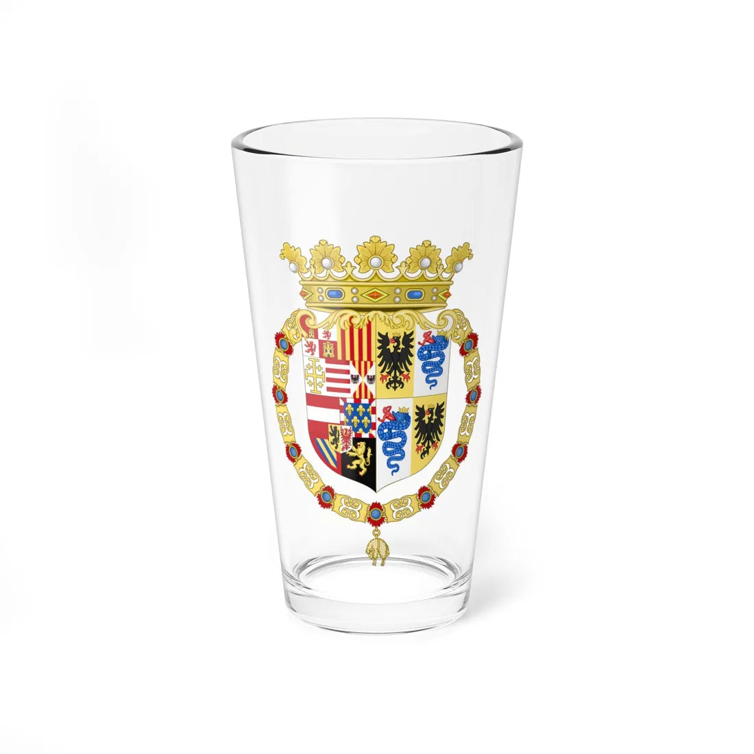 Coat of Arms of Philip II of Spain as Monarch of Milan 1558-1580 (Italy) (Coat of Arms) Pint Glass 16oz 16oz - Go Mug Yourself
