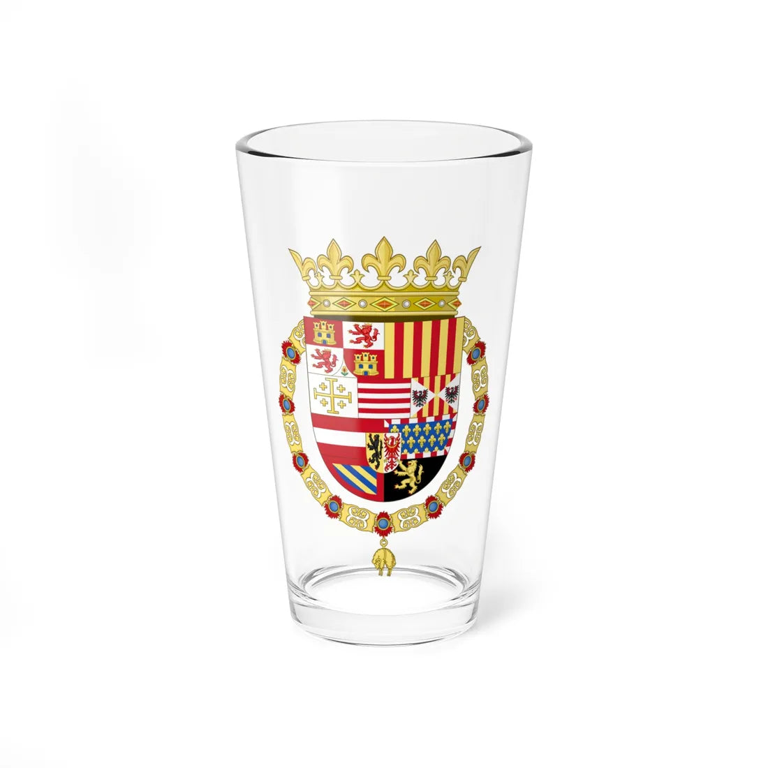 Coat of Arms of Philip II of Spain as Monarch of Naples and Sicily (Italy) (Coat of Arms) Pint Glass 16oz 16oz - Go Mug Yourself