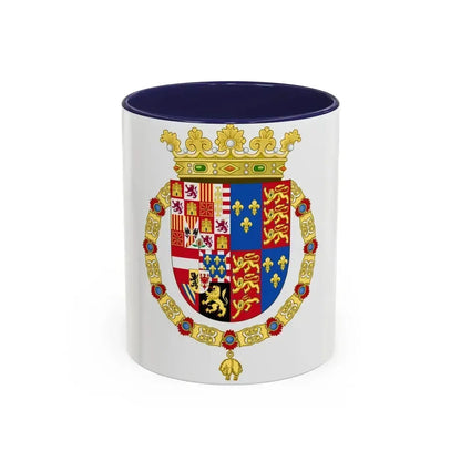 Coat of Arms of Philip II of Spain, English King Consort-Spanish Variant (1556-1558) - Accent Coffee Mug 11oz Navy - Go Mug Yourself
