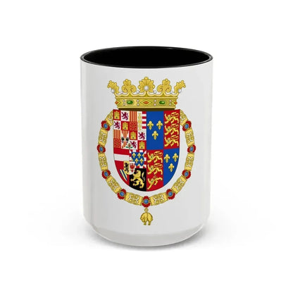 Coat of Arms of Philip II of Spain, English King Consort-Spanish Variant (1556-1558) - Accent Coffee Mug 15oz Black - Go Mug Yourself