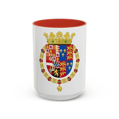 Coat of Arms of Philip II of Spain, English King Consort-Spanish Variant (1556-1558) - Accent Coffee Mug 15oz Red - Go Mug Yourself