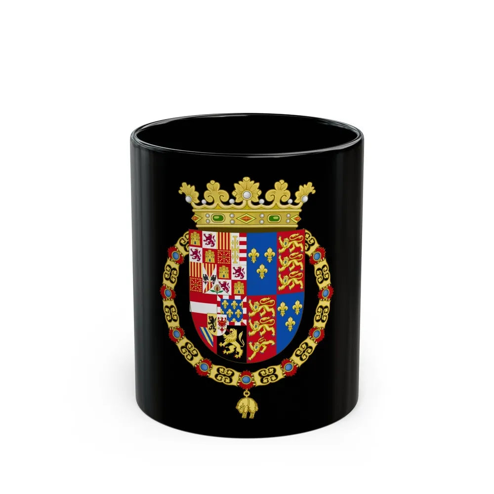 Coat of Arms of Philip II of Spain, English King Consort-Spanish Variant (1556-1558) - Black Coffee Mug-11oz-Go Mug Yourself