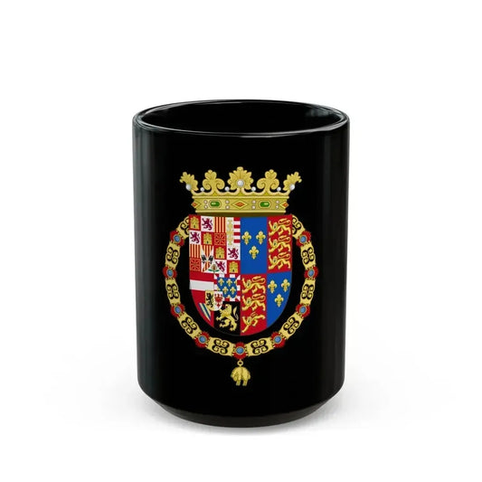 Coat of Arms of Philip II of Spain, English King Consort-Spanish Variant (1556-1558) - Black Coffee Mug 15oz - Go Mug Yourself