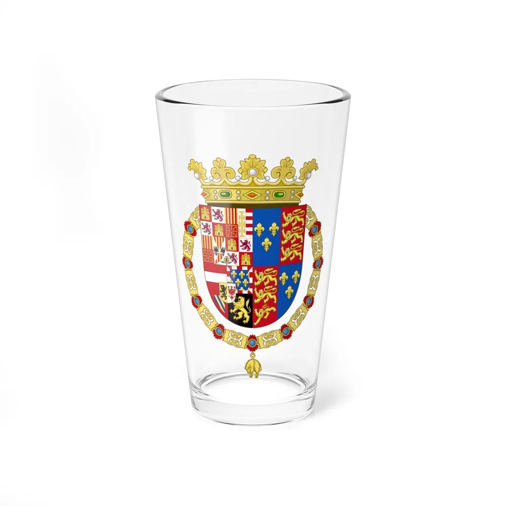 Coat of Arms of Philip II of Spain, English King Consort-Spanish Variant (1556-1558) - Pint Glass 16oz-16oz-Go Mug Yourself